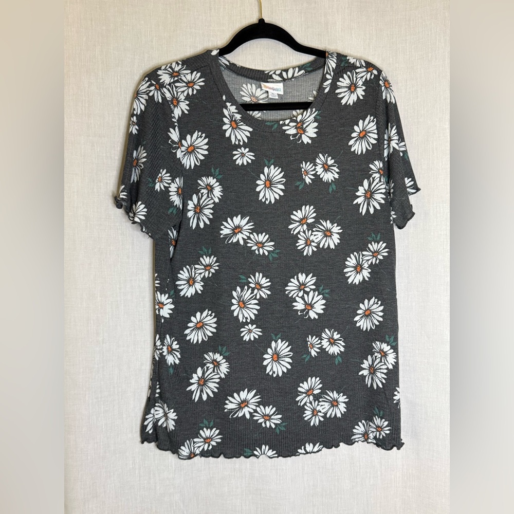 LuLaRoe Charcoal Floral Tee